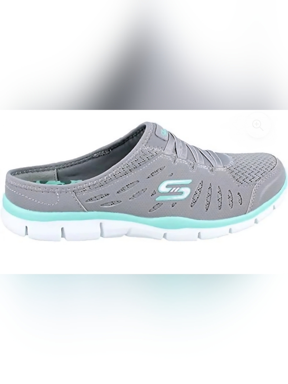 Womens Skechers No-Limits Slip-On Mule Sneaker - Gray/Mint- Size 8.5 NIB
